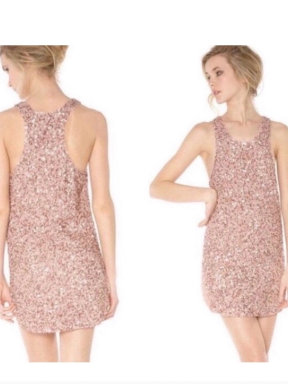 Alice + Olivia Kendra Sequined Beaded Mini Racerback Party Dress Pink Size XS